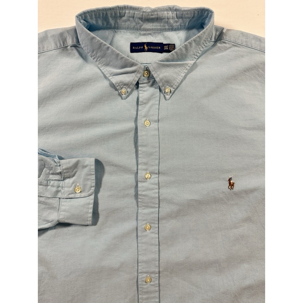 NWT Polo Ralph Lauren Shirt Men's 4XLT Light Blue Aegean Blu - Flesh Pony Oxford
